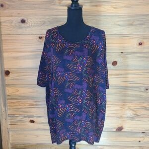 Lularoe Ladies Multicolored Short Sleeved Tunic Large
